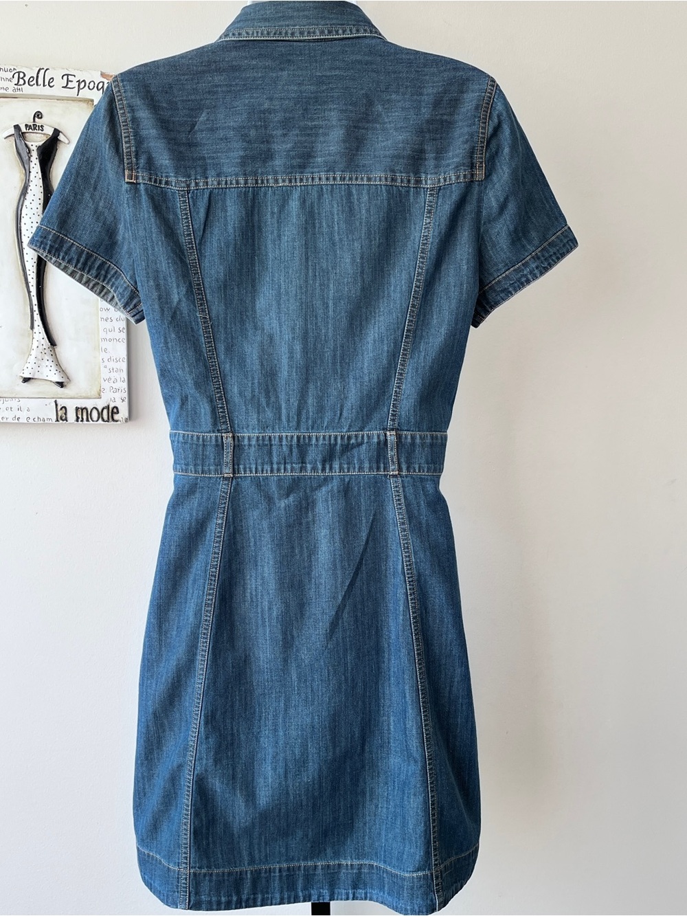 Express Blue Denim Short Sleeve 100% Cotton Shirt Dress Size S - Picture 3 of 6
